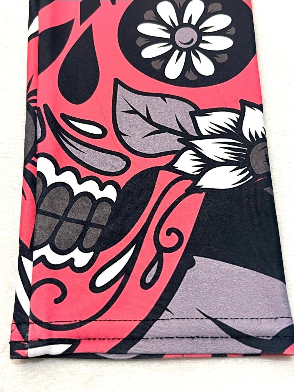 GearBunch Pink White Black Sugar Skull Day of the Dead Women’s Leggings Small - Picture 12 of 16